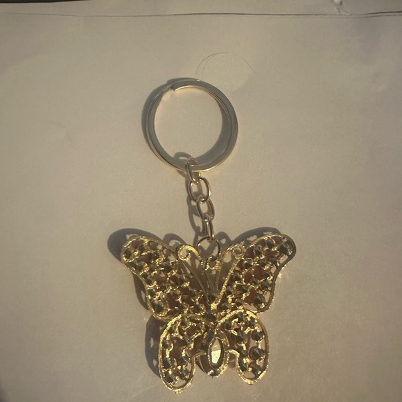 Butterfly Bagcharm/Keychain with Red Crystals Gold Tone - Picture 2 of 2